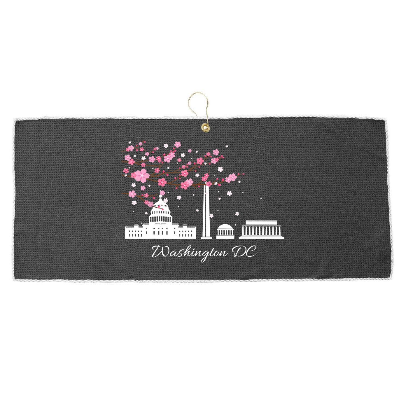 Washington DC Cherry Blossoms Monuments Memorials TShirt Large Microfiber Waffle Golf Towel