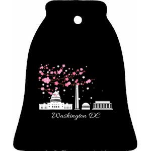 Washington DC Cherry Blossoms Monuments Memorials TShirt Ceramic Bell Ornament