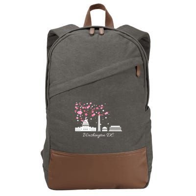 Washington DC Cherry Blossoms Monuments Memorials TShirt Cotton Canvas Backpack