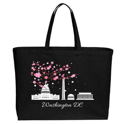 Washington DC Cherry Blossoms Monuments Memorials TShirt Cotton Canvas Jumbo Tote