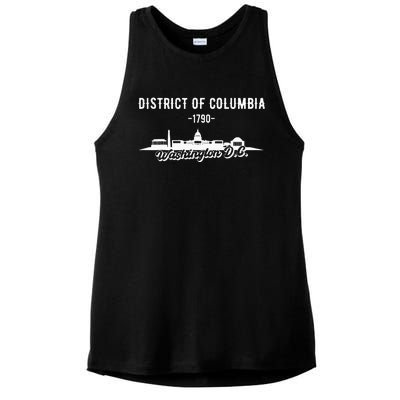 Washington D C Skyline Ladies PosiCharge Tri-Blend Wicking Tank