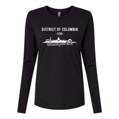 Washington D C Skyline Womens Cotton Relaxed Long Sleeve T-Shirt