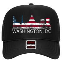 Washington DC Capitol Hill USA Flag Souvenir Design TShirt High Crown Mesh Back Trucker Hat