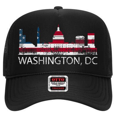 Washington DC Capitol Hill USA Flag Souvenir Design TShirt High Crown Mesh Back Trucker Hat