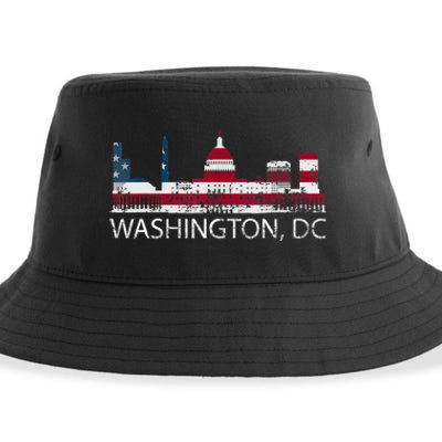 Washington DC Capitol Hill USA Flag Souvenir Design TShirt Sustainable Bucket Hat