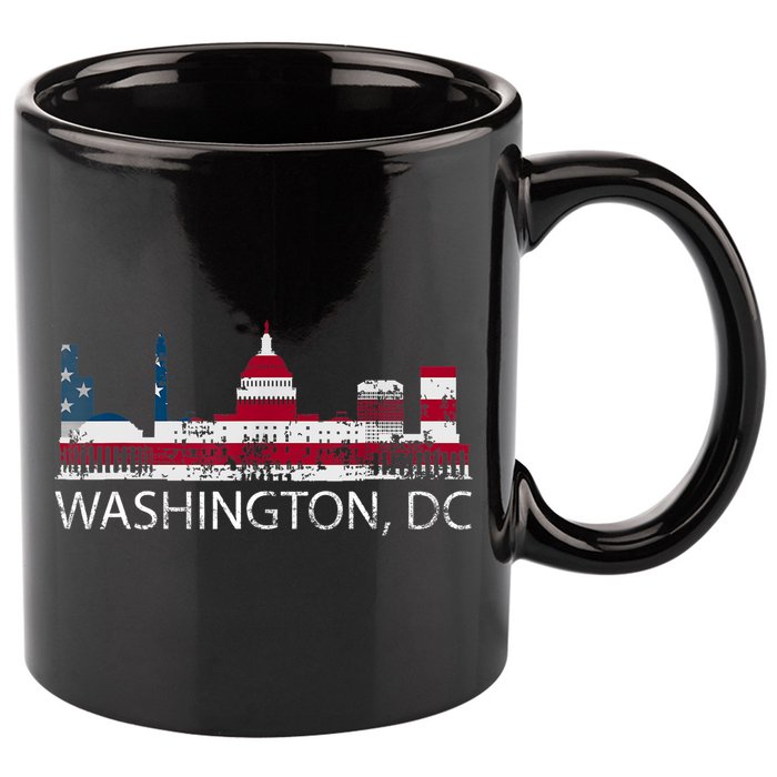 Washington DC Capitol Hill USA Flag Souvenir Design TShirt 11oz C Handle Ceramic Mug