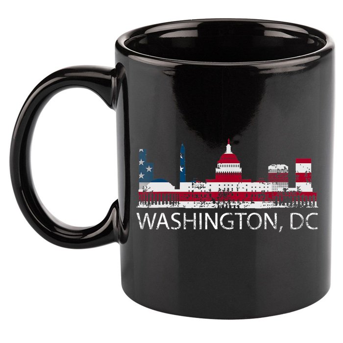 Washington DC Capitol Hill USA Flag Souvenir Design TShirt 11oz C Handle Ceramic Mug