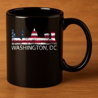 Washington DC Capitol Hill USA Flag Souvenir Design TShirt 11oz C Handle Ceramic Mug