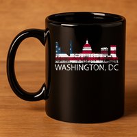 Washington DC Capitol Hill USA Flag Souvenir Design TShirt 11oz C Handle Ceramic Mug