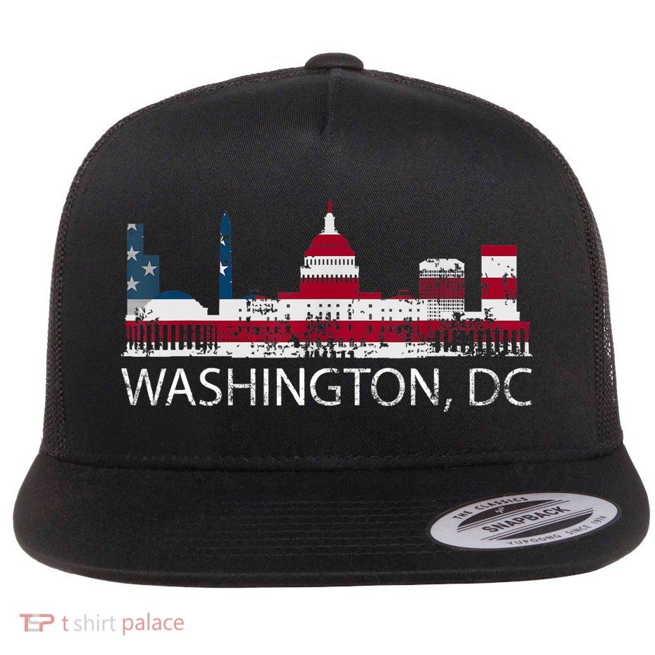 Washington DC Capitol Hill USA Flag Souvenir Design TShirt Flatbill Hat