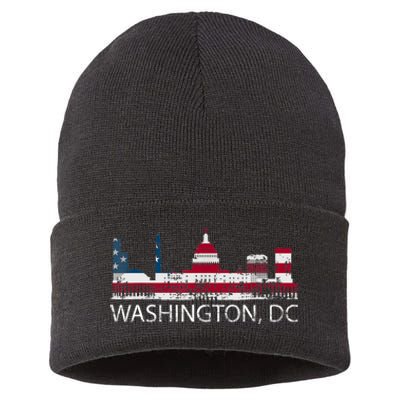 Washington DC Capitol Hill USA Flag Souvenir Design TShirt Sustainable Knit Beanie