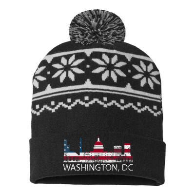 Washington DC Capitol Hill USA Flag Souvenir Design TShirt USA-Made Snowflake Beanie