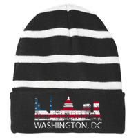 Washington DC Capitol Hill USA Flag Souvenir Design TShirt Striped Beanie with Solid Band