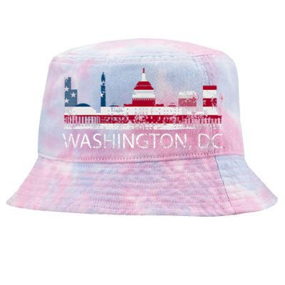 Washington DC Capitol Hill USA Flag Souvenir Design TShirt Tie-Dyed Bucket Hat