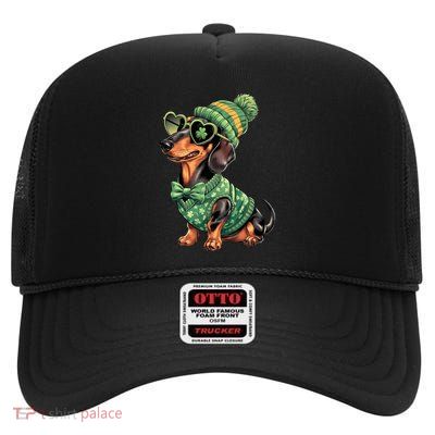 Wiener Dog Dachshund St Patricks Day Gift High Crown Mesh Back Trucker Hat