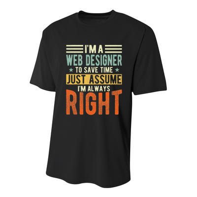 Web Designer Design I´m Always Right Web Designer Youth Performance Sprint T-Shirt