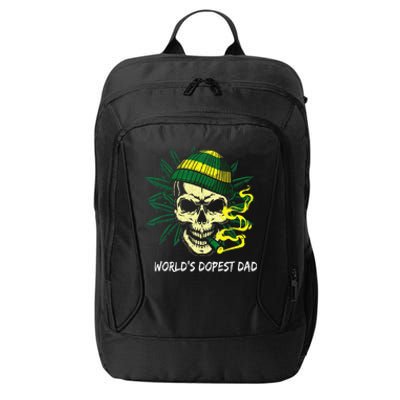 World's Dopest Dad Skull Weed 420 Cannabis Fun Father's Day City Backpack