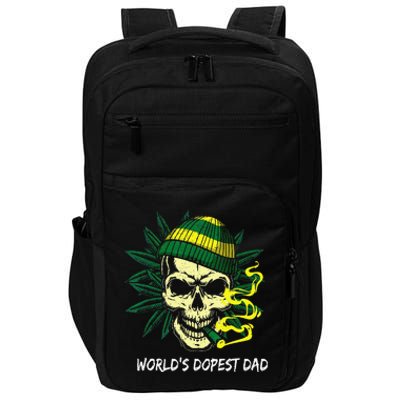 World's Dopest Dad Skull Weed 420 Cannabis Fun Father's Day Impact Tech Backpack