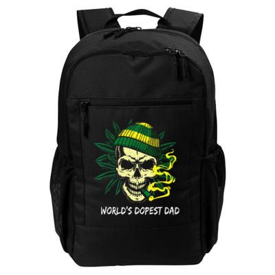 World's Dopest Dad Skull Weed 420 Cannabis Fun Father's Day Daily Commute Backpack