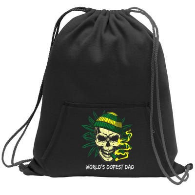 World's Dopest Dad Skull Weed 420 Cannabis Fun Father's Day Sweatshirt Cinch Pack Bag