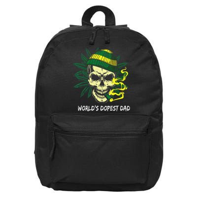 World's Dopest Dad Skull Weed 420 Cannabis Fun Father's Day 16 in Basic Backpack