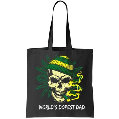 World's Dopest Dad Skull Weed 420 Cannabis Fun Father's Day Tote Bag