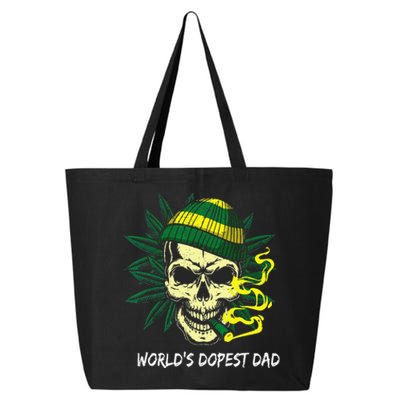 World's Dopest Dad Skull Weed 420 Cannabis Fun Father's Day 25L Jumbo Tote