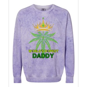 Worlds Dopest Daddy Men Dad Cannabis 420 Weed Fathers Day Colorblast Crewneck Sweatshirt