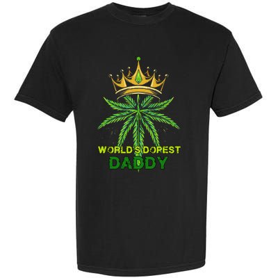 Worlds Dopest Daddy Men Dad Cannabis 420 Weed Fathers Day Garment-Dyed Heavyweight T-Shirt