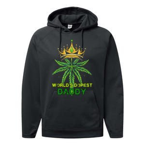 Worlds Dopest Daddy Men Dad Cannabis 420 Weed Fathers Day Performance Fleece Hoodie