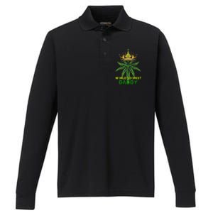 Worlds Dopest Daddy Men Dad Cannabis 420 Weed Fathers Day Performance Long Sleeve Polo