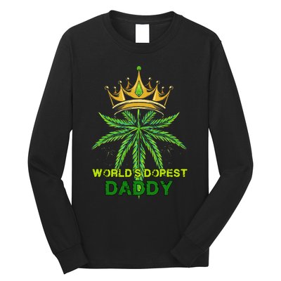 Worlds Dopest Daddy Men Dad Cannabis 420 Weed Fathers Day Long Sleeve Shirt