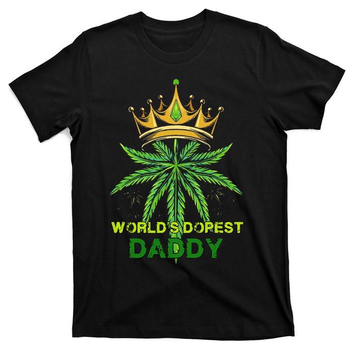 Worlds Dopest Daddy Men Dad Cannabis 420 Weed Fathers Day T-Shirt