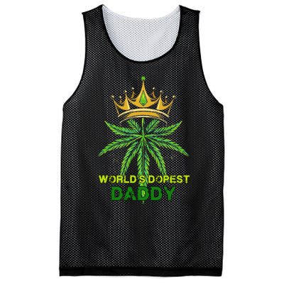 Worlds Dopest Daddy Men Dad Cannabis 420 Weed Fathers Day Mesh Reversible Basketball Jersey Tank