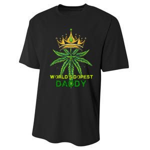 Worlds Dopest Daddy Men Dad Cannabis 420 Weed Fathers Day Performance Sprint T-Shirt