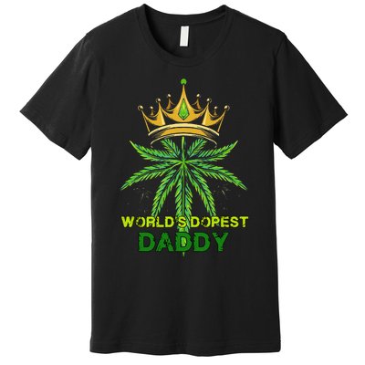 Worlds Dopest Daddy Men Dad Cannabis 420 Weed Fathers Day Premium T-Shirt