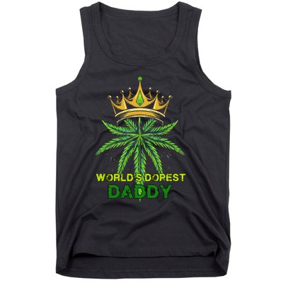 Worlds Dopest Daddy Men Dad Cannabis 420 Weed Fathers Day Tank Top