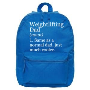 Weightlifting Dad Definition Funny Sarcastic Workout Gym Gift 16 in Basic Backpack