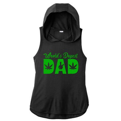 Worlds Dopest Dad Marijuana Bong Weed Ladies PosiCharge Tri-Blend Wicking Draft Hoodie Tank