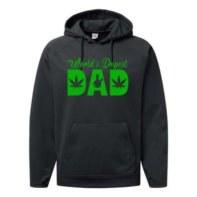 Worlds Dopest Dad Marijuana Bong Weed Performance Fleece Hoodie