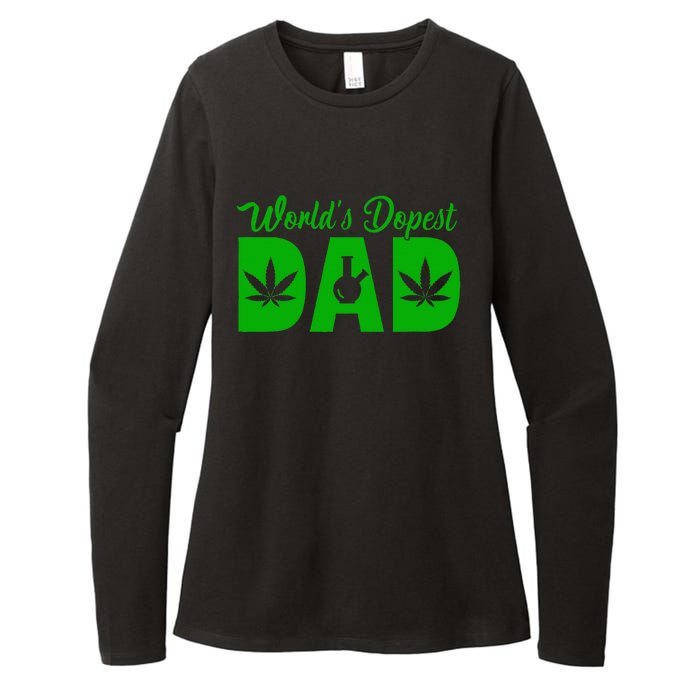 Worlds Dopest Dad Marijuana Bong Weed Womens CVC Long Sleeve Shirt