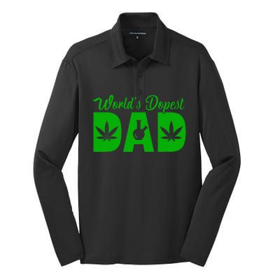 Worlds Dopest Dad Marijuana Bong Weed Silk Touch Performance Long Sleeve Polo