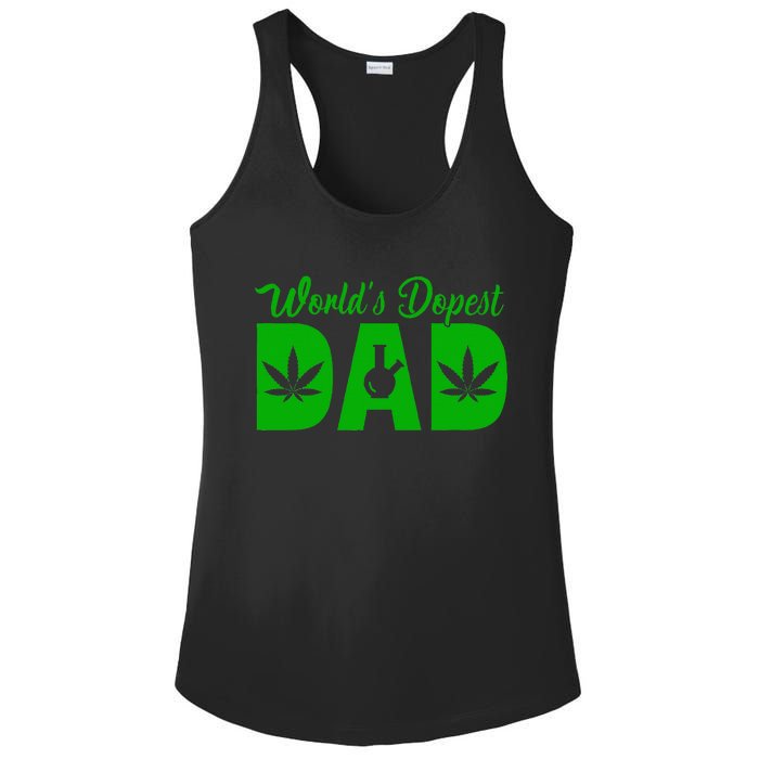 Worlds Dopest Dad Marijuana Bong Weed Ladies PosiCharge Competitor Racerback Tank