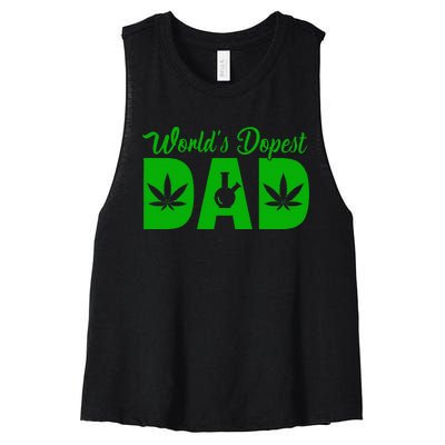 Worlds Dopest Dad Marijuana Bong Weed Women's Racerback Cropped Tank