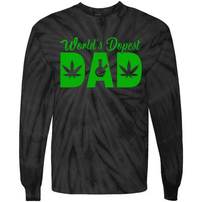 Worlds Dopest Dad Marijuana Bong Weed Tie-Dye Long Sleeve Shirt