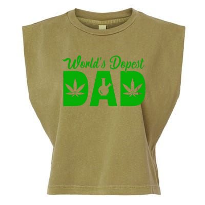 Worlds Dopest Dad Marijuana Bong Weed Garment-Dyed Women's Muscle Tee