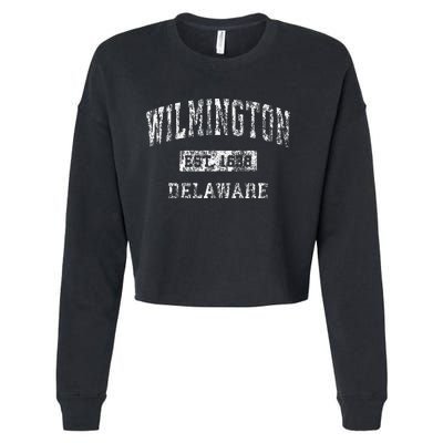 Wilmington Delaware De Vintage Established Sports Cropped Pullover Crew