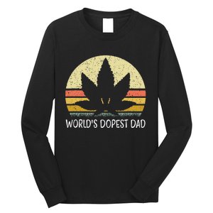 Worlds Dopest Dad Funny Marijuana Leaf Cannabis Weed 420 Long Sleeve Shirt