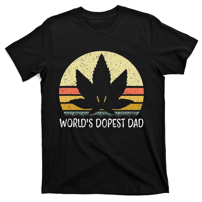 Worlds Dopest Dad Funny Marijuana Leaf Cannabis Weed 420 T-Shirt