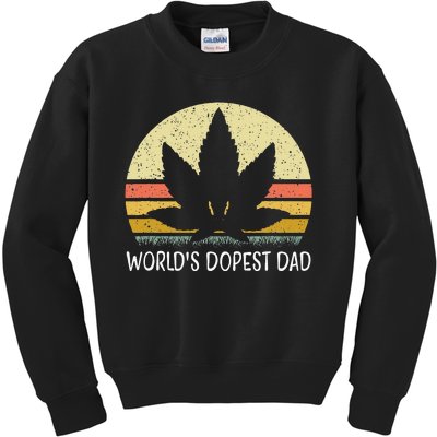 Worlds Dopest Dad Funny Marijuana Leaf Cannabis Weed 420 Kids Sweatshirt